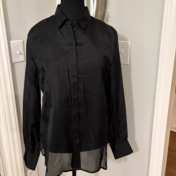 J Crew Button Up Blouse Black Sheer Organza With Camisole NWOT Size 8 - Picture 1 of 5